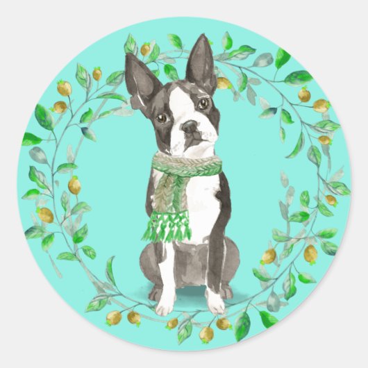 Boston Terrier Bestie Runder Aufkleber (Vorderseite)