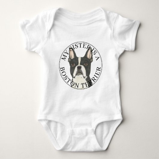 Boston Terrier Big Sister Baby Strampler (Vorderseite)