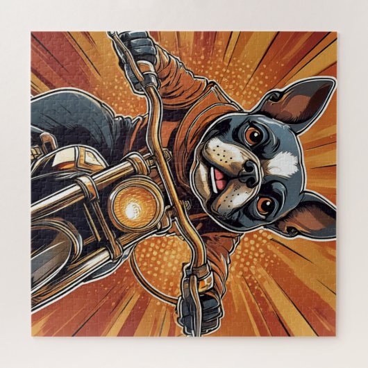 Boston Terrier Biker Puzzle (Horizontal)