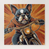 Boston Terrier Biker Puzzle (Vertikal)