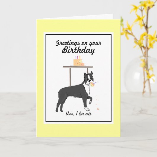 Boston Terrier Birthday Card Karte (Gelbe Blume)