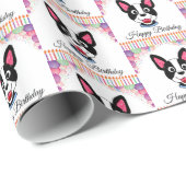 Boston Terrier Birthday Geschenkpapier (Rolleneckpunkt)
