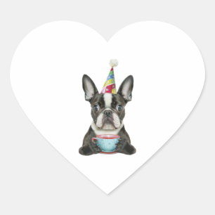 Boston Terrier Birthday Hat Classic T - Shirt Herz-Aufkleber