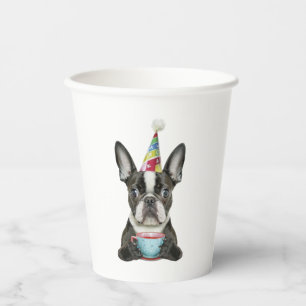 Boston Terrier Birthday Hat Classic T - Shirt Pappbecher