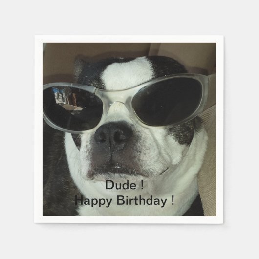 Boston Terrier Birthday Napkins Serviette (Vorderseite)