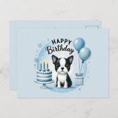 Boston Terrier Birthday Postc– Cute Dog Greeting C Postkarte (Vorne/Hinten)