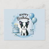 Boston Terrier Birthday Postc– Cute Dog Greeting C Postkarte (Vorderseite)