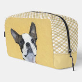 Boston Terrier Black and White Painting Dog Art Waschbeutel (Rechte Ecke)