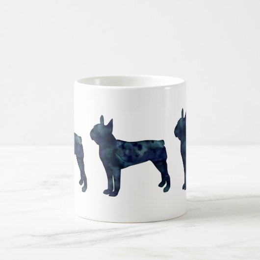 Boston Terrier Black Watercolor Silhouette Kaffeetasse (Mittel)