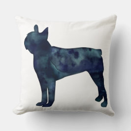 Boston Terrier Black Watercolor Silhouette Kissen