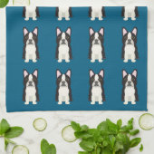 Boston Terrier blau Geschirrtuch (Gefaltet)