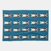 Boston Terrier blau Geschirrtuch (Horizontal)