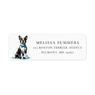 Boston Terrier Blue Bow Krawatte Rücksendeadresse