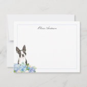 Boston Terrier Blue Hydrangea Personalisiert Mitteilungskarte (Vorderseite)