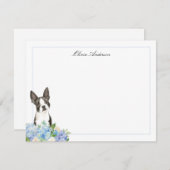 Boston Terrier Blue Hydrangea Personalisiert Mitteilungskarte (Vorne/Hinten)