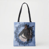 Boston Terrier Blume Dog Art Foto Malerei Tasche (Vorderseite)