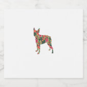 Boston Terrier Blume Funny Dog Silhouette Floral Schaumweinetikett (Einzelnes Label)