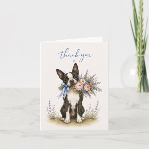 Boston Terrier Blumenstrauß Dankeschön Dankeskarte