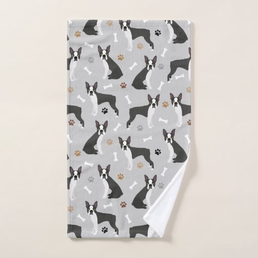Boston Terrier Bones and Paws Bath Set (Handtuch)