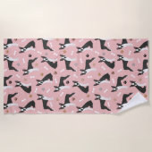 Boston Terrier Bones and Paws Beach Handtuch (Vorderseite)