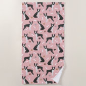 Boston Terrier Bones and Paws Beach Handtuch (Vorderseite)