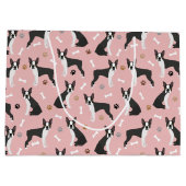 Boston Terrier Bones and Paws Große Geschenktasche Große Geschenktüte (Rückseite)