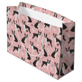 Boston Terrier Bones and Paws Große Geschenktasche Große Geschenktüte (Rückseite Schrägansicht)