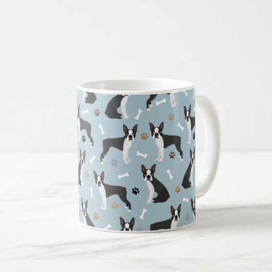 Boston Terrier Bones and Paws Kaffeetasse (VorderseiteRechts)
