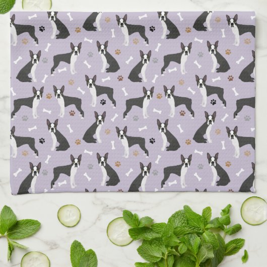 Boston Terrier Bones and Paws Kittuch Geschirrtuch (Gefaltet)