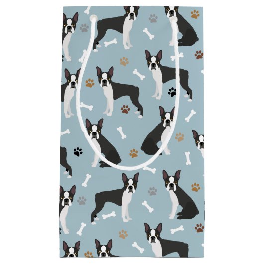 Boston Terrier Bones and Paws Kleine Geschenktüte (Vorderseite)