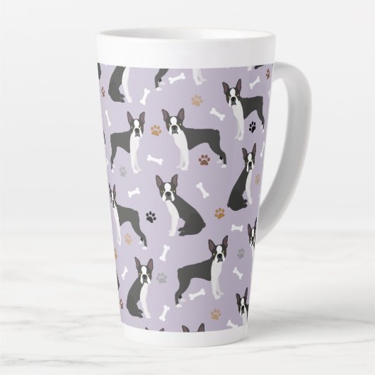 Boston Terrier Bones and Paws Latte Tasse (Rechte Ecke)