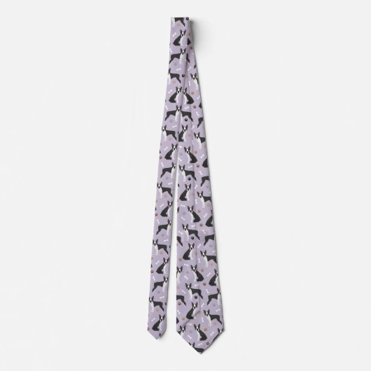 Boston Terrier Bones and Paws Neck Tie Krawatte (Rückseite)