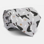 Boston Terrier Bones and Paws Neck Tie Krawatte (Gerollt)