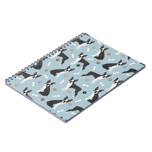 Boston Terrier Bones and Paws Notizblock (Linke Seite)