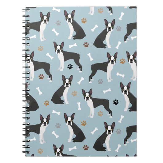 Boston Terrier Bones and Paws Notizblock (Vorderseite)
