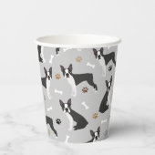 Boston Terrier Bones and Paws Paper Cups Pappbecher (Rückseite)