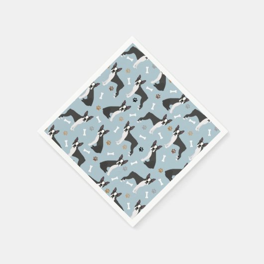 Boston Terrier Bones and Paws Serviette (Ecke)
