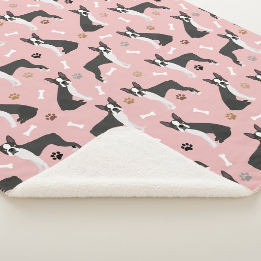 Boston Terrier Bones and Paws Sherpa Blanket Sherpadecke (3/4)