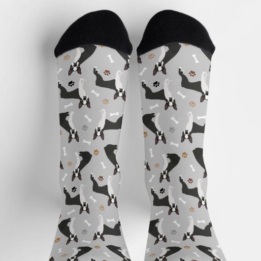 Boston Terrier Bones and Paws Socken (Oben)