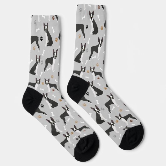 Boston Terrier Bones and Paws Socken (Rechts)