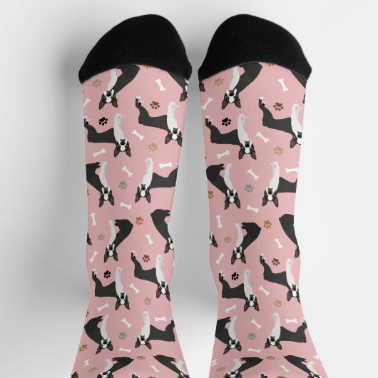 Boston Terrier Bones and Paws Socks Socken (Oben)