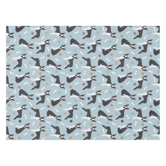 Boston Terrier Bones and Paws Tischdecke (Vorderseite (Horizontal))