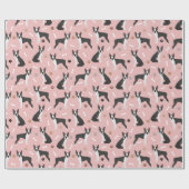 Boston Terrier Bones and Paws Wrapping Paper Geschenkpapier (Flach)