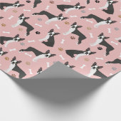 Boston Terrier Bones and Paws Wrapping Paper Geschenkpapier (Ecke)