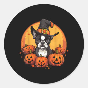 Boston Terrier Bostie Hunderasse Haustier Hallowee Runder Aufkleber