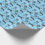 Boston Terrier Bosties Blue Pattern dog Geschenkpapier (Ecke)