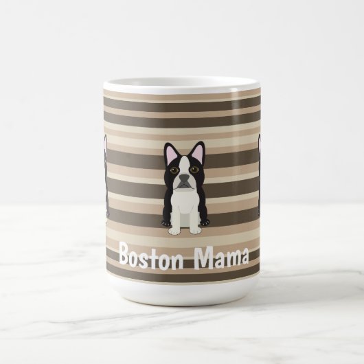 Boston Terrier, Boston Mama Neutral gestreift  Kaffeetasse (Mittel)