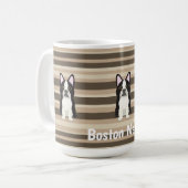 Boston Terrier, Boston Mama Neutral gestreift  Kaffeetasse (Vorderseite Links)