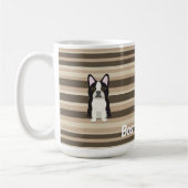 Boston Terrier, Boston Mama Neutral gestreift  Kaffeetasse (Links)