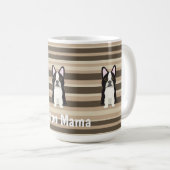 Boston Terrier, Boston Mama Neutral striped  Kaffeetasse (VorderseiteRechts)